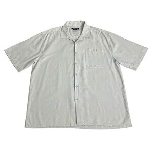 Trust Shirt Mens XL Gray Linen Rayon Casual Preppy Button Front Camp Resort